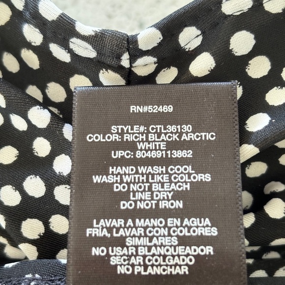 Catalina Black & White Dot Pattern One Piece Swimsuit Size 12 / 14 Built-in Bra - Picture 10 of 10